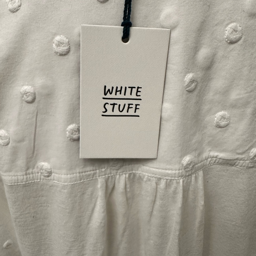 White Stuff Elisa Dobby Mix Top Pale Ivory Women’s US 6 Sample NWT - Picture 9 of 11